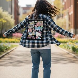 Hello Kitty Plaid Flannel Shirt